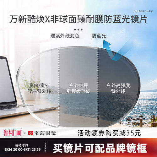 万新酷焕X变色镜片定制可选度数
