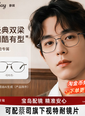 流光系列  钛合金双梁眼镜框架近视可配度数飞行员眼镜男大脸8004