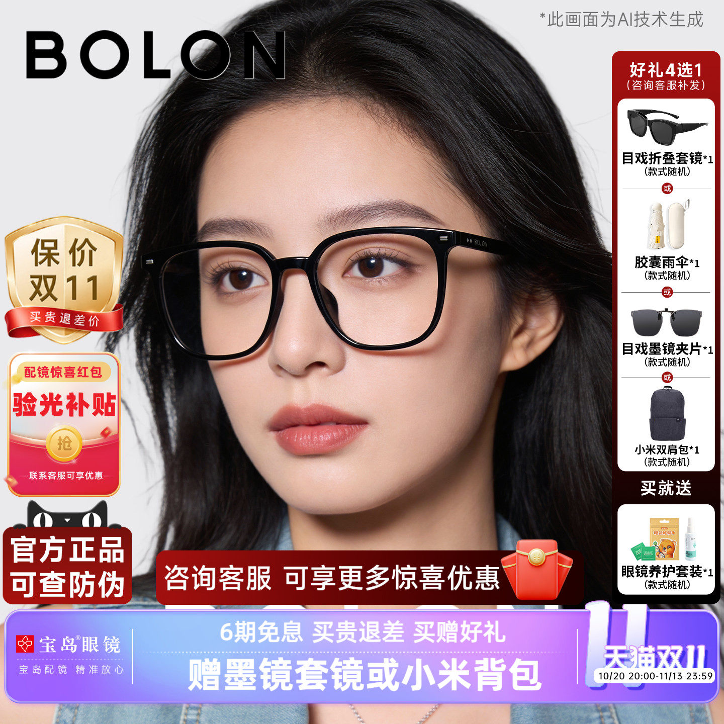 暴龙近视眼镜框新品可配度数素颜黑框方圆大框光学镜架女BJ5185