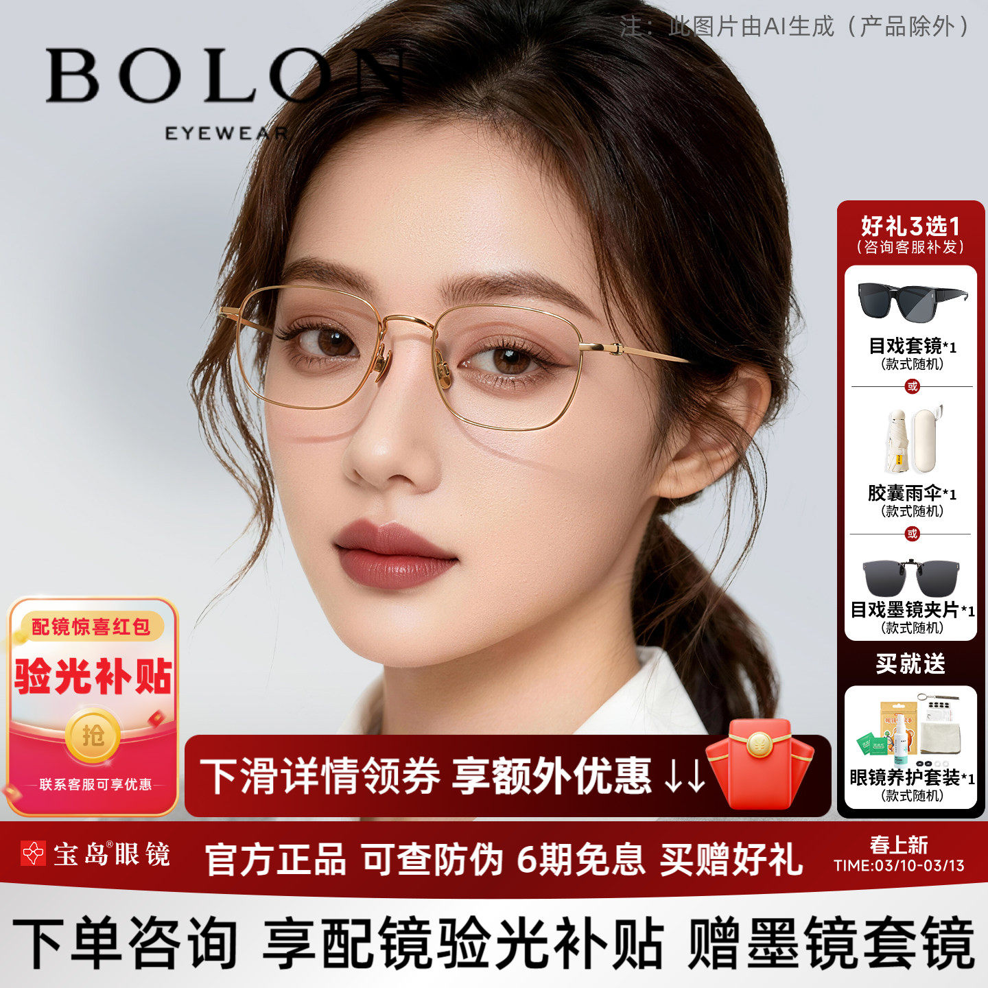 暴龙方框近视眼镜框女钛合金镜腿小框光学镜架男可配度数BT1616