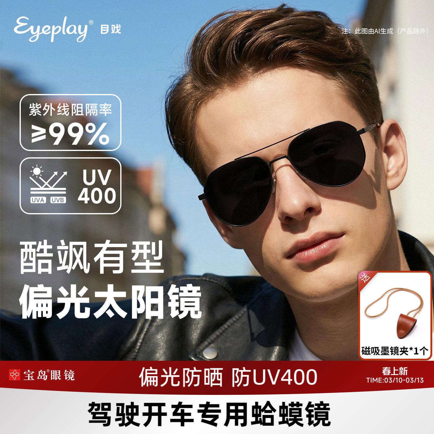 目戏墨镜男款偏光蛤蟆镜开车专用防紫外线眼镜飞行员太阳镜11001