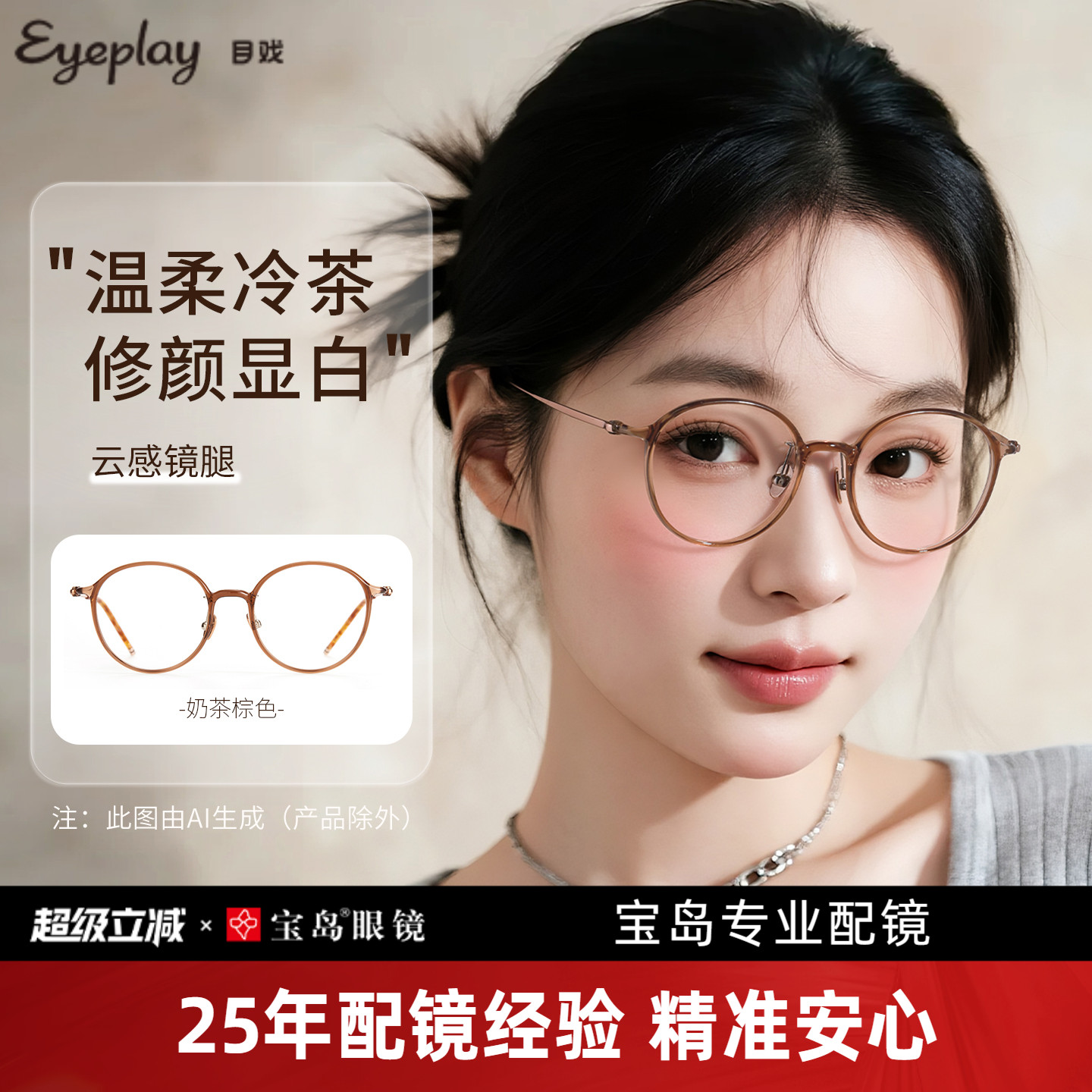 目戏素颜近视眼镜女钛腿