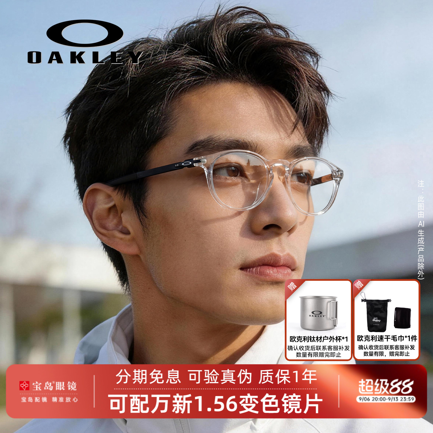 Oakley欧克利透明全框运动眼镜架图片