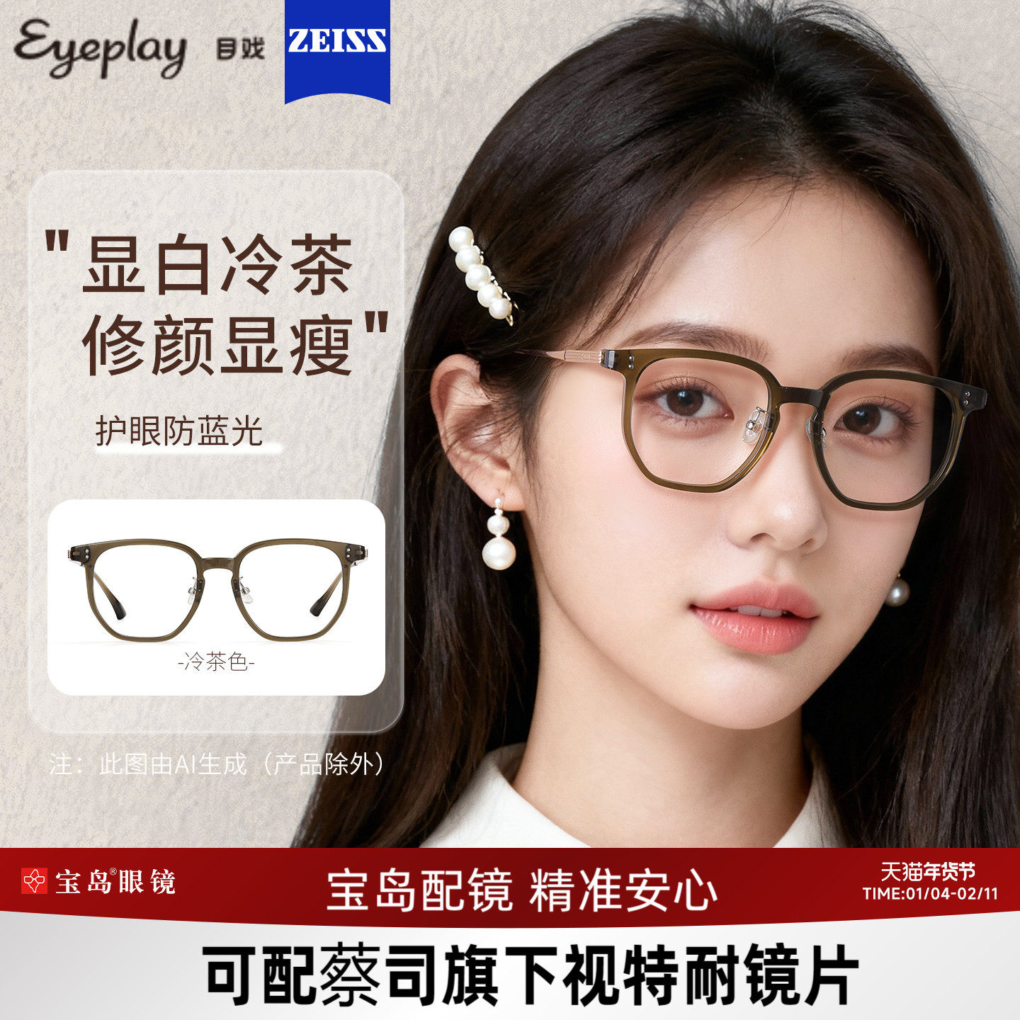 目戏冷茶色眼镜近视女可配度数防蓝光辐射素颜眼镜框镜架71003G,ZIPPO/瑞士军刀/眼镜,防蓝光镜,淘宝优惠券,粉丝福利购,淘宝优惠卷