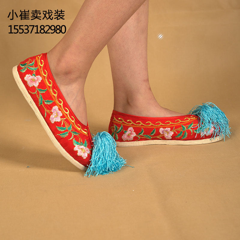 千层底绣花女鞋中式戏曲花旦彩鞋