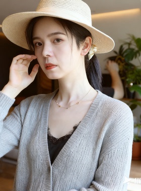 不掉色四叶花轻奢锁骨链女款