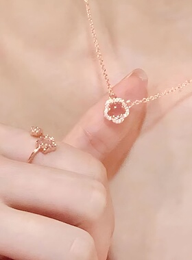 S925纯银樱花锁骨链女甜美百搭