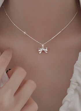 925纯银蝴蝶结锁骨链新款女式