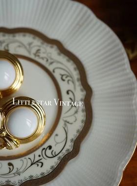 vintage80s美国无标珐琅蝴蝶帽子造型唯美复古耳夹