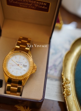 售罄JULES JURGENSEN海上骑士330英尺镀金石英带日历中性表