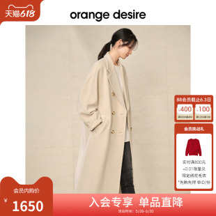 【限时直降】orange desire重磅经典毛呢大衣女新款羊毛外套黑色