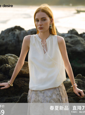 [气泡水] orange desire莱赛尔无袖花苞V领系带衬衫26年夏季新品