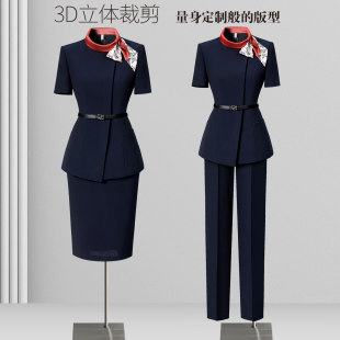 职业西装套装女夏季薄款高端气质酒店前台接待工装案场客服工作服