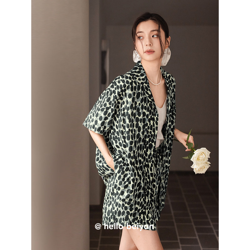 贝妍凉感莫代尔棉睡衣女夏季时尚豹纹家居服大码开衫短袖短裤套装,女士内衣/男士内衣/家居服,睡衣/家居服套装,淘宝优惠券,粉丝福利购,淘宝优惠卷