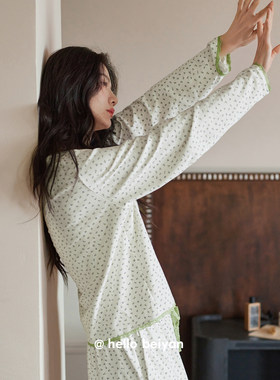 贝妍女秋柔软长袖韩系小清新睡衣