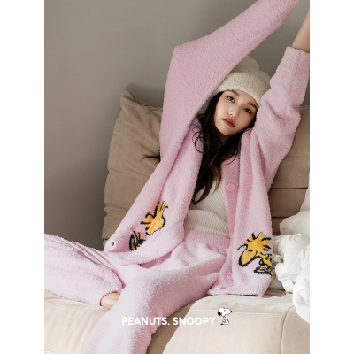 贝妍女秋冬可爱史努比半边绒睡衣
