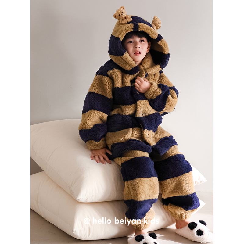 贝妍冬季加厚珊瑚绒可爱儿童睡衣