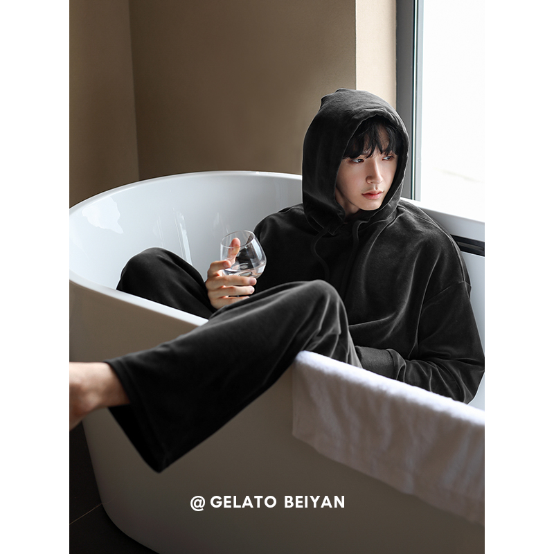 贝妍男士秋冬保暖海岛绒运动睡衣