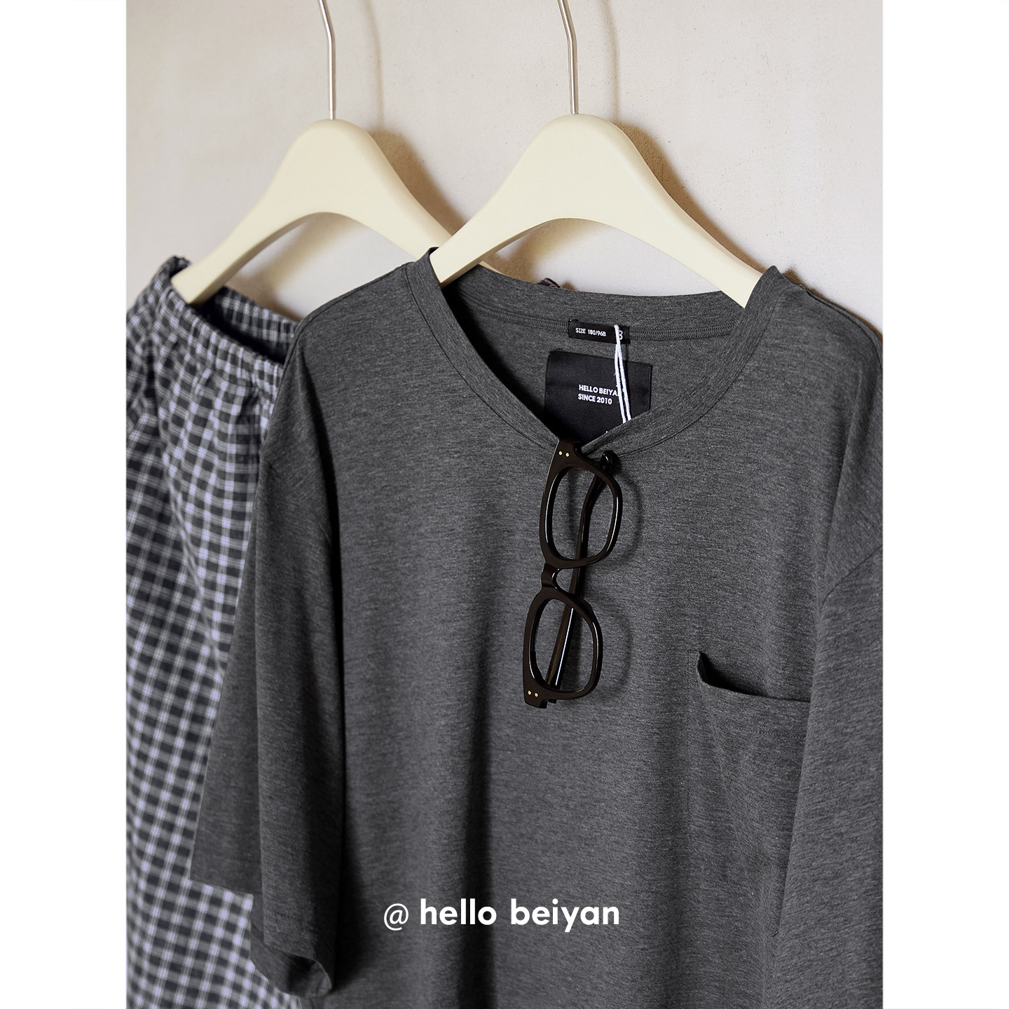 贝妍凉感睡衣男士夏季薄款短袖格子长裤套装休闲可外穿大码家居服