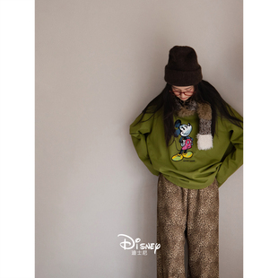 套装 多巴胺少女豹纹裤 家居服时尚 迪士尼米奇睡衣女春秋柔软棉长袖