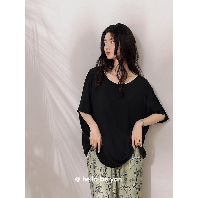贝妍女夏季薄款慵懒宽松短袖睡衣