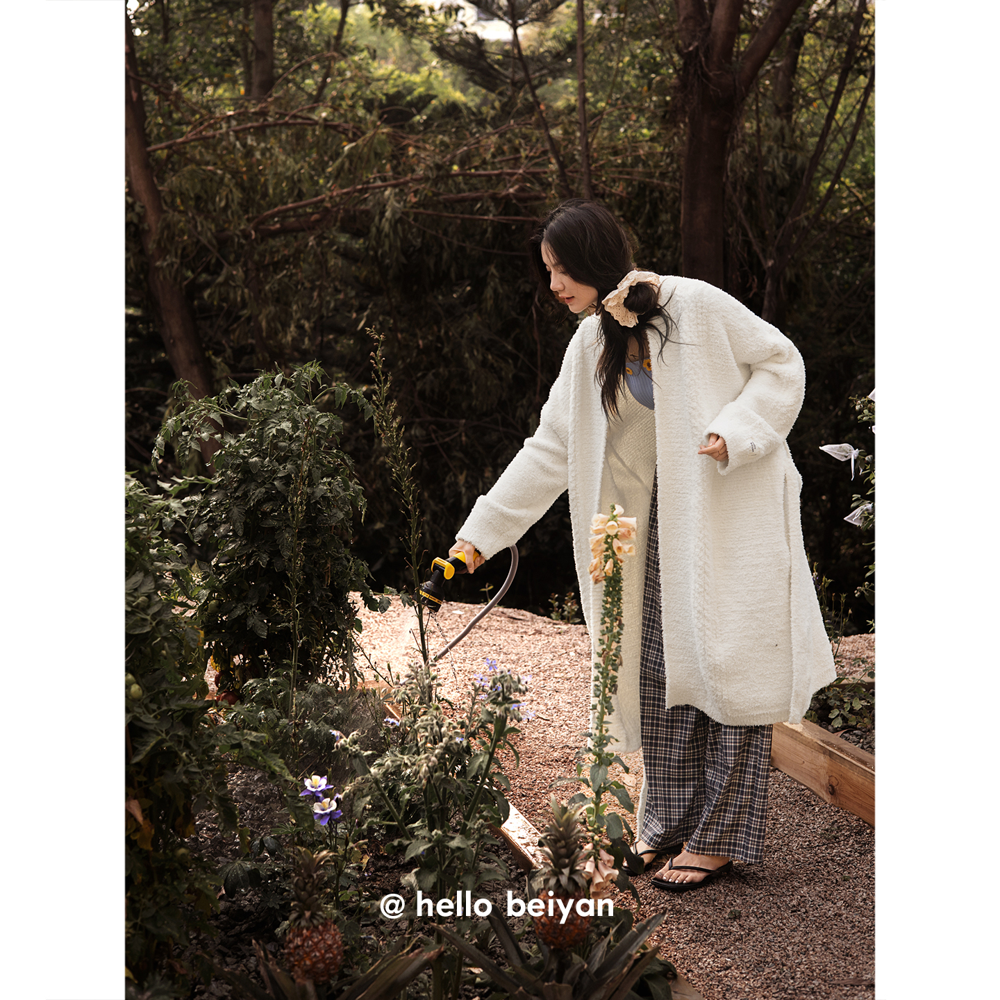 贝妍女款秋冬保暖半边绒性感睡袍