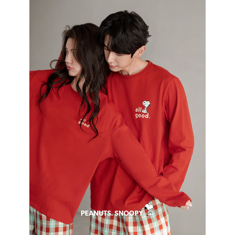 贝妍春秋柔软棉长袖新婚情侣睡衣