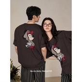 凉感情侣睡衣女夏季 大码 薄款 长裤 新款 男士 卡通短袖 套装 纯棉家居服