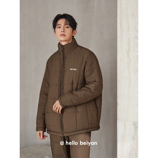 贝妍夹棉睡衣男款冬季加厚保暖棉袄家居服时尚运动风加绒大码套装