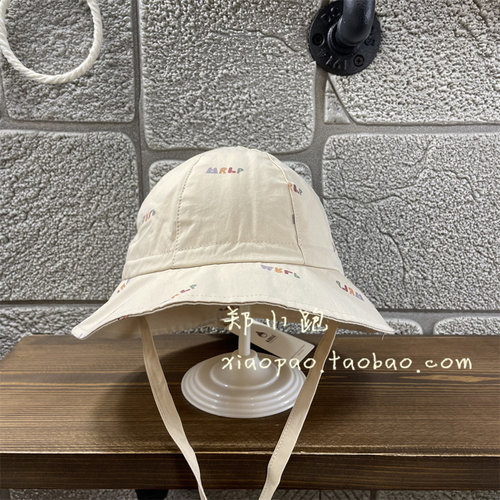 木然良品宝宝帽子LOGO印花渔夫帽防风绳纯棉布内衬双层盆帽MR092C