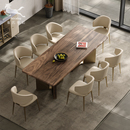 法式 胡桃木别墅大平层餐厅系列现代轻奢家具长方形实木餐桌椅组合