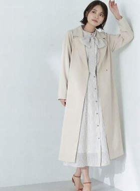 52250日单女装NBB春秋季中长款纯色翻领腰带风衣外套休闲通勤OL