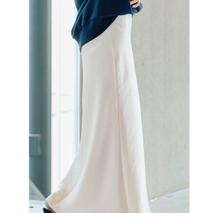 长款 时尚 高腰纯色缎面质感半身裙包臀色丁长裙 女装 W25004春秋季