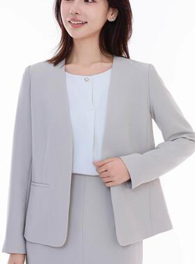 N0005日单女装NBB春秋新款无领休闲西装职业装外套通勤OL套装修身