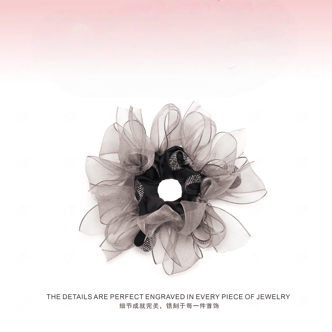 韩系小香风网纱蝴蝶结大肠发圈女2025新款高端丸子头花头饰发饰女