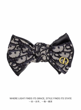 韩国复古印花蝴蝶结香蕉夹女式黑色发卡盘头发夹子新款发夹头饰