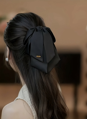 韩版高级感发饰黑色蝴蝶结发夹女2025新款高端夹子头饰发卡小抓夹