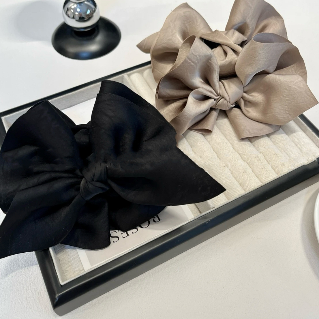 法式优雅高级感黑色蝴蝶结发夹