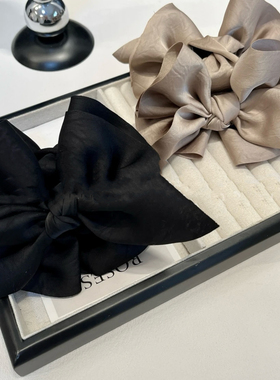 新款法式优雅高级感时尚百搭黑色蝴蝶结抓夹气质发夹缎面韩系发夹