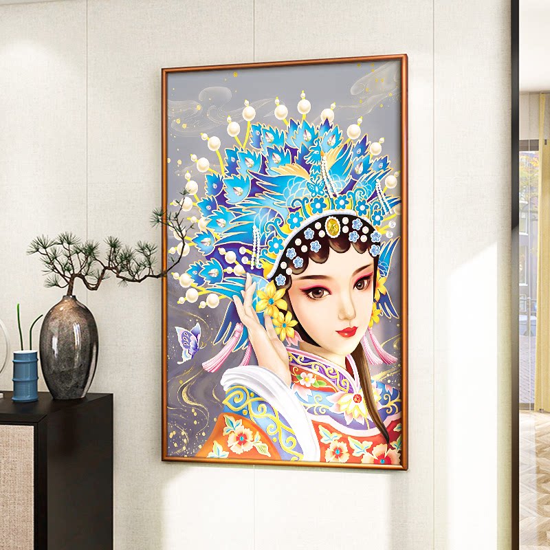 异形钻花旦钻石画2023新款客厅十字绣满钻人物贴钻玄关古风美女