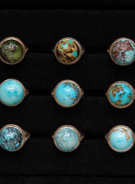 绿松石原矿无优化高瓷银戒指