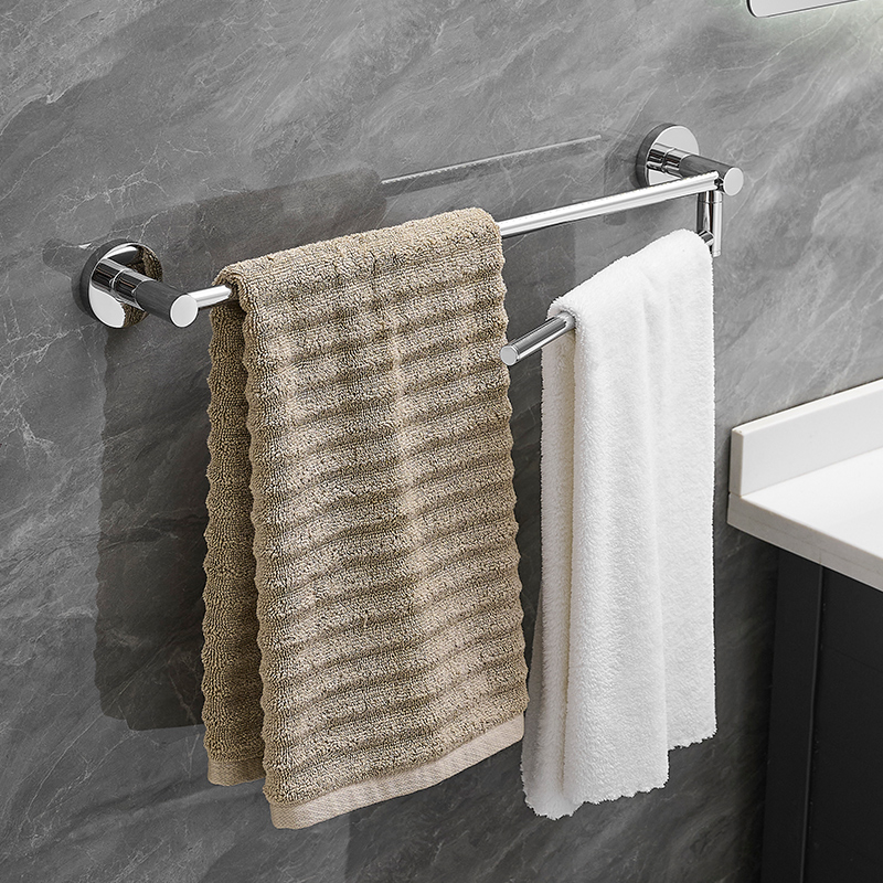 免打孔毛巾架可旋转折叠单杆304不锈钢卫生间浴巾架极简风毛巾杆