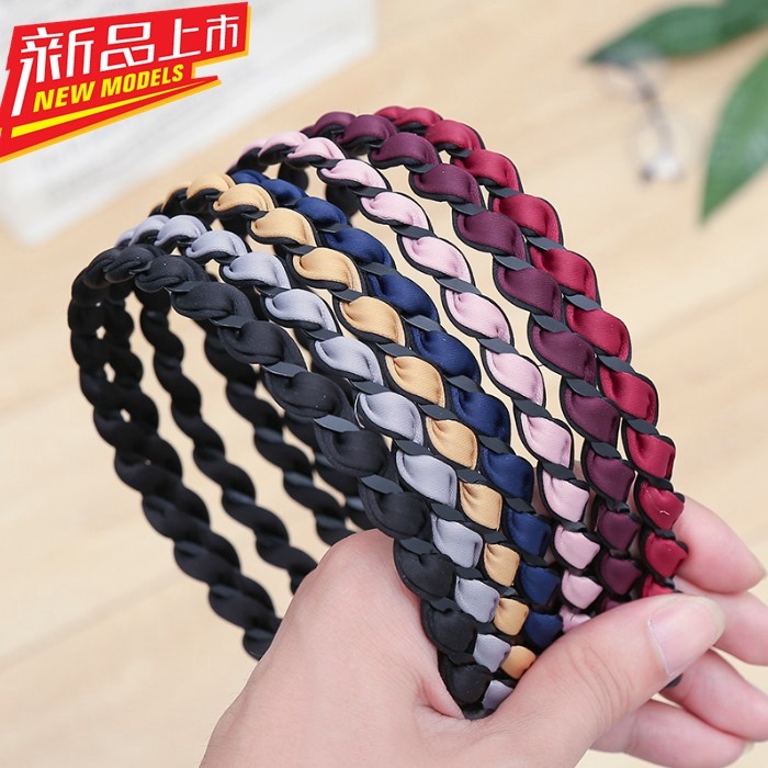 发箍女头箍压发卡简约韩国细边麻花钢丝发夹韩版甜美布艺气质头箍