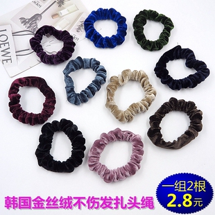 韩国金丝绒发圈简约黑色布艺粗头绳小号头饰品成人扎头发绳橡皮筋