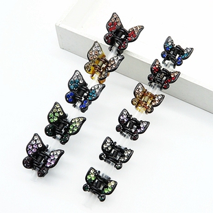 韩国刘海夹水钻盘头发夹发抓夹蝴蝶发卡迷你成人小号顶夹子发饰品