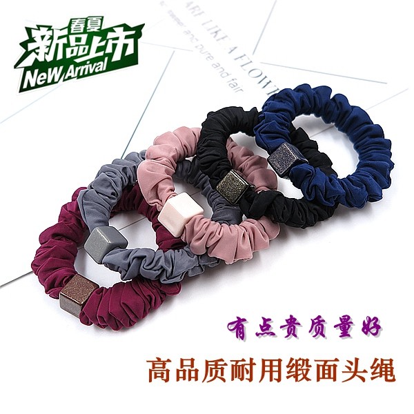 韩国简约发圈布艺方块头绳扎头发绳马尾辫皮套高弹力粗橡皮筋头饰