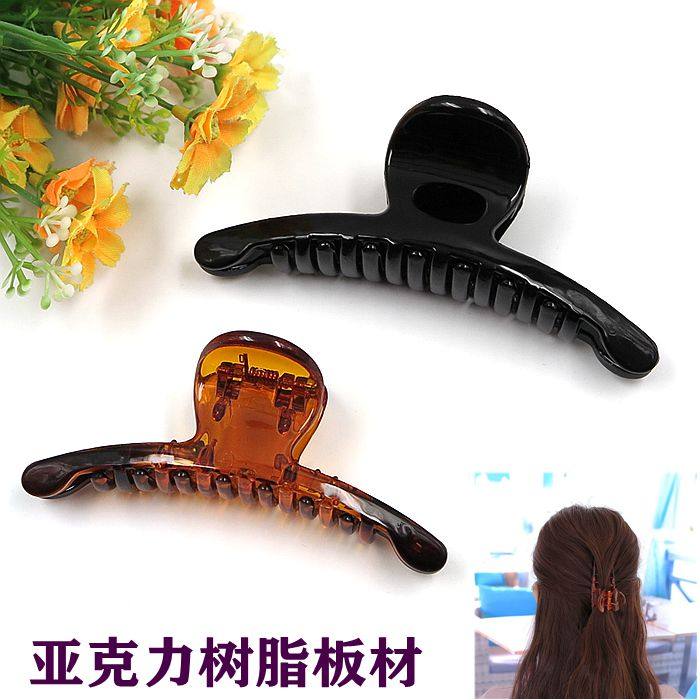 韩国大号发抓夹黑色成人大夹子盘头发卡简约亚克力树脂发夹发饰品_虎窝淘