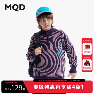 [Z]MQD童装儿童半开襟加厚保暖毛衣2025冬季新款男女童半高领针织