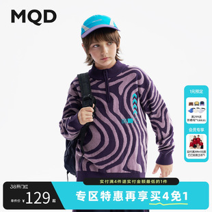 [Z]MQD童装儿童半开襟加厚保暖毛衣2025冬季新款男女童半高领针织