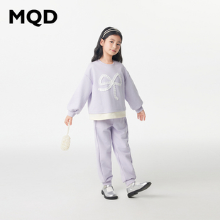 MQD童装儿童索罗娜圆领套装2025秋季新款男女童同款卫衣两件套